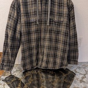 Craftsman Men's Gray and Tan Plaid Shirt Jacket